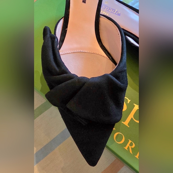 kate spade Shoes - NEW!kate spade Black Pointed Toe Bow Slip-On